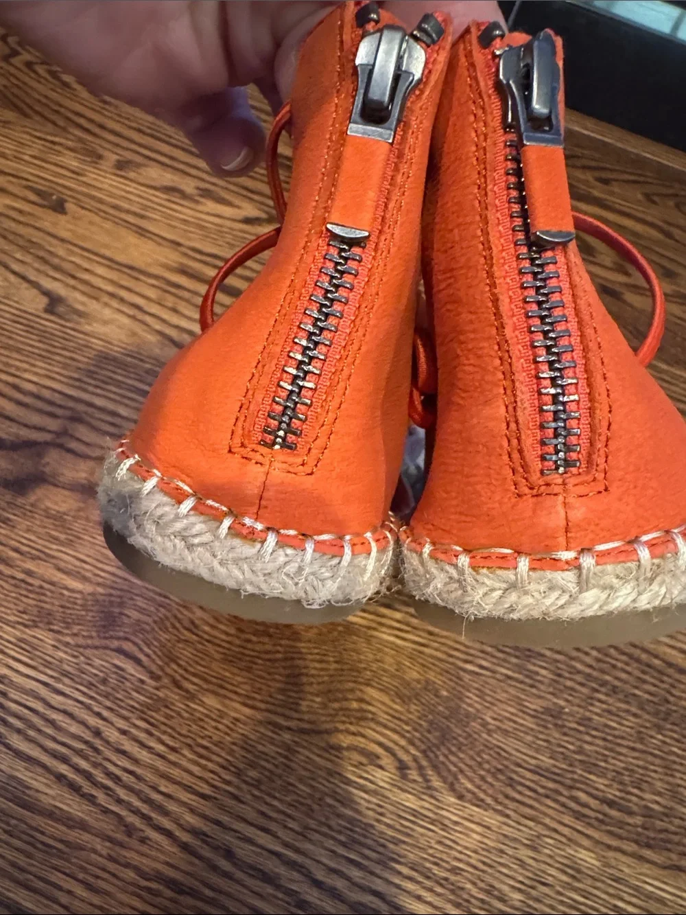 NWT Eileen Fisher sz 6 Tangelo lace up espadrille sandals orange leather.